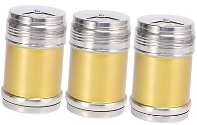 CIYODO 3 Pezzi Shaker in Acciaio Inox Per Sale Zucchero Spezie in Polvere Bottiglia Di Condimento Utensili Da Cucina Per Barbecue Coperchio Blocca L'umidità Nell'aria