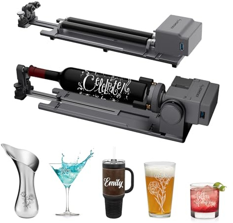 ATOMSTACK R8 Pro Laser-Rotationswalze (R8 Drehfutter und R6 Drehrolle), Unregelmäßige Objektschnitzerei, Laserwalze kompatibel P1 A5 A10 A20 A30 A40 Pro Allen Laser Graviermaschine