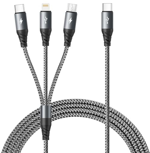 USB C auf Multi USB Kabel [1.8M] 3 in 1 Ladekabel Schnellladekabel Multi Ladekabel mit iP Micro USB Typ C Lightning Cable Universal Ladekabels für iPhone 16 15 14,iPad Pro,MacBook,Galaxy