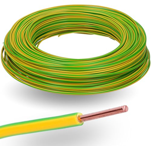 Kalitec 10m Cavo di Terra H07V-U 2,5 mm² Verde-Giallo - Filo Rigido PVC | Filo unipolare per cablaggio interno e quadri elettrici, ritardante di fiamma, isolamento PVC, tensione 450/750 V