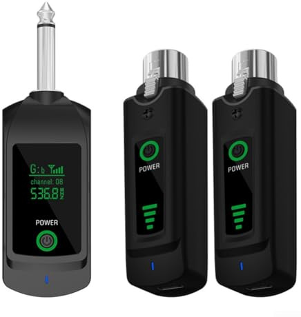 SPORTARC Kabelloses Mikrofonsystem, 2,4 G kabelloser XLR-Sender und -Empfänger, 20 Hz - 20 kHz für E-Gitarre/Bass-Audio-Mixer (eins bis zwei)