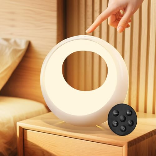 URAQT Lámpara de Mesita de Noche LED Recargable, Lámpara de Mesita de Noche Táctil, 7 Colores, 9 Modos de Luz, Brillo Regulable y Temporizador, luz Nocturna paraBebé para Dormitorio Salón