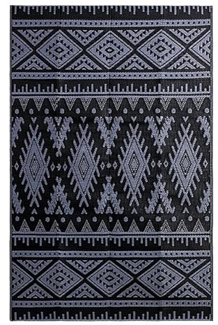 IMGASDCSD Tappeti picnic, coperte di spiaggia, Tappeti da esterno for patio, campeggio, picnic, balcone, for giardinaggio, campeggio(Black Grey,6X9inch(180x270cm))