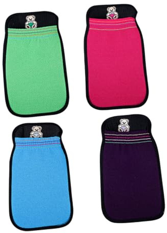PENIKOKO 4pcs Bath Exfoliating Scrubbers Cleaning Mitts Double-layer Skin Cleaners Shower Cleaning Scrubber