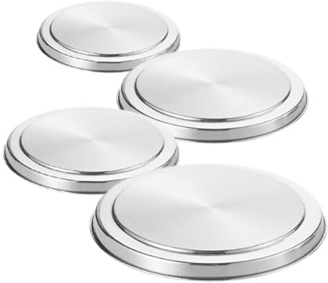 LIFKICH 4 pièces Couvre-brûleurs de Cuisinière Acier Inoxydable Protection Ronde pour Plaques de Cuisson Électrique et Gaz Grandes et Petites Entretien Facile Compatible Standard Optimise