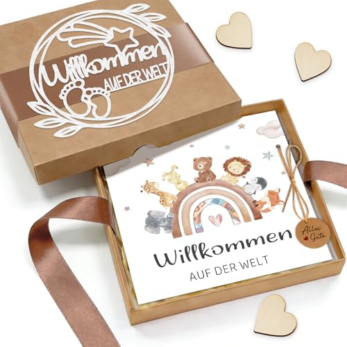 Geschenke zur Geburt Karte Geschenkbox, Baby Geschenk Mädchen & Junge