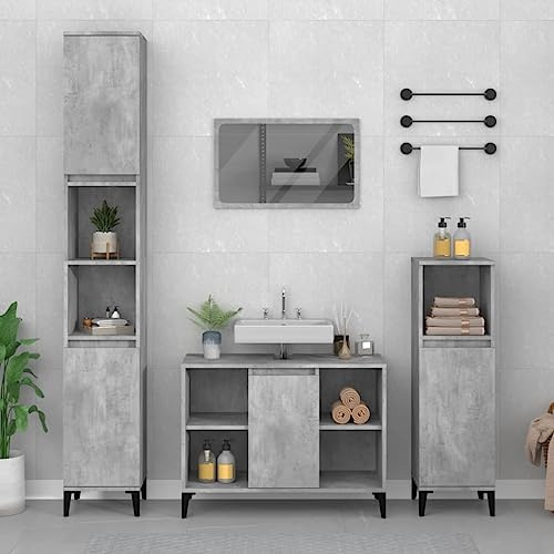 XHNIFBN Mobile per lavandino, 80 x 33 x 60 cm, in legno con piedini in metallo, moderno con 5 scomparti e porta per bagni piccoli e grandi