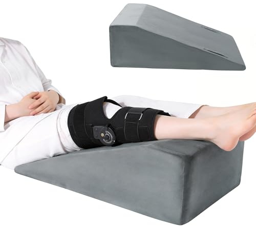 TOPROUD Leg Elevation Pillow with Handle, Memory Foam Leg Support Pillow for Comfortable Elevation, Extra Firm Leg Rest for Hip, Knee, Foot & Ankle Support (both legs)