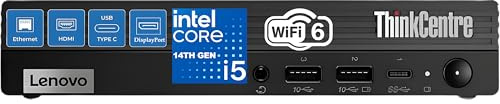 Lenovo ThinkCentre M70q Tiny PC, 14th Gen Intel 8-Core i5-14400T, 32GB DDR5 RAM, 1TB PCIe SSD, MFF Mini Desktop Computer for Home Office, Office 365, WiFi 6, RJ45, Type-C, DP, HDMI, W11P, Charcoal