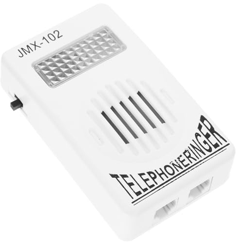 ibasenice Amplificador de Timbre Fuerte para Teléfono Fijo sin Batería, Volumen Ajustable, Color Blanco, Dispositivo para Mejorar Llamadas en Entornos Ruidosos, Adecuado para Personas