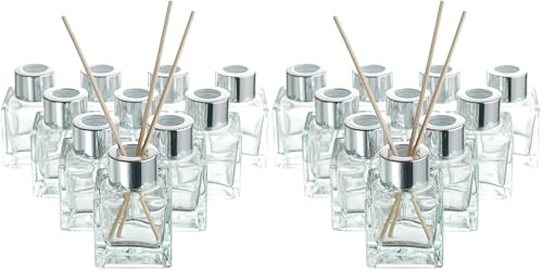 MATANA - 10 Botellas de Vidrio Difusor (50ml) - Incluye 40 Varillas Difusoras Reed - Difusores de Aceites Esenciales con Fragancia para el Hogar Baño Decorativos (Paquete de 2)