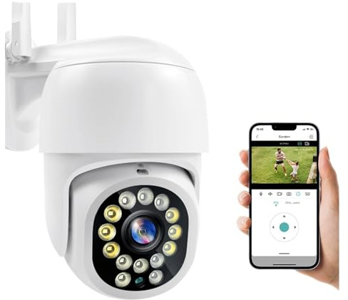 Övervakningskamera, 5MP IP 1080P PTZ CCTV Säkerhetsskydd Utomhus Autospårning 4X Digital Zoom Mini Övervakningskamera Nattversion