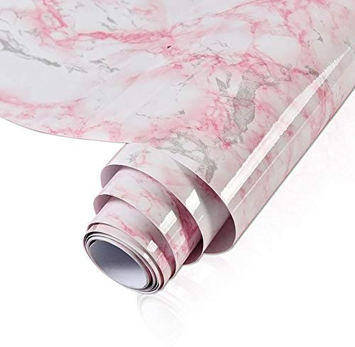 Counter Self Adhesive Wallpaper Stick On Wallpaper Waterproof Oil-Proof Marble Wallpaper Contact Paper Wall Sticker Self Adhesive Bathroom Kitchen Countertop Home Improvement Film-Marble Light Pink_60