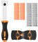 Lot de 2 grattoirs à verre à double tranchant en plastique avec 50 lames de rechange pour enlever les étiquettes, décalcomanies, sous-plancher, peinture du verre, autocollants (long manche)