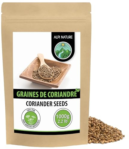 Alpi Nature Korianderfrön 1kg, Hela Råa Korianderfrön för Matlagning och Kryddblandningar