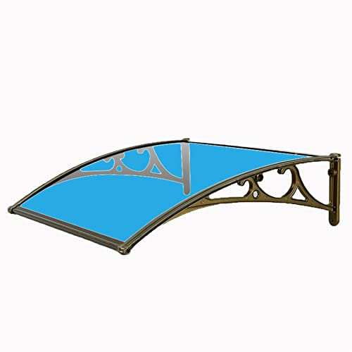 EnixWh Fenster-Markise, Türüberdachung, Regenschutz aus Polycarbonat und Halterung aus Aluminiumlegierung, UV-Regen-Schnee-Schutz für Gehweg, Garten, Veranda, Terrasse (Farbe: Blau (A), Größe: 80