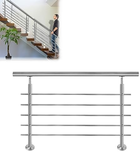 JOIEYOU Handlauf Edelstahl Aussen Innen Treppenhandlauf Geländer für Treppen Balkon Garten(120cm, 5 Querstreben)