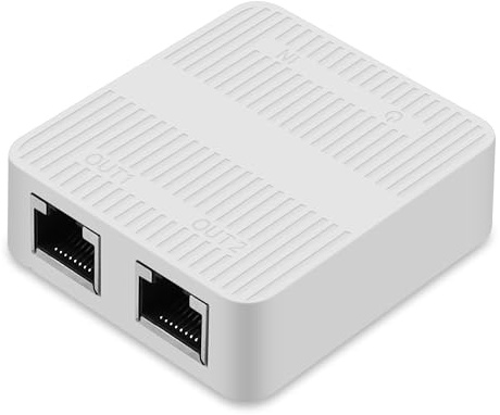 CERRXIANR RJ45-Ethernet-Splitter-Adapter Gigabit, RJ45-Netzwerk-Splitter 1 auf 2, Cat5, Cat6, Cat7 RJ45-Netzwerkverlängerungsanschluss, 2 Ports. Geräte teilen das Internet gleichzeitig (Weiß)