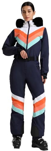 GSOU SNOW Retro Ski Suit Women Snowsuit One Piece Snowboardsuit Jumpsuit Waterproof Windproof for Winter