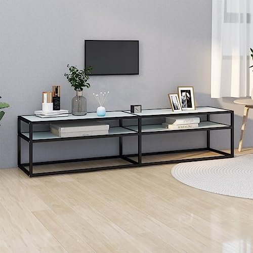FUDUGEHMIOFWFJJ Sideboard Wohnzimmer,tv Board,TV-Schrank Weiß Marmor-Optik 180x40x40,5 cm HartglasGeeignet für Wohnzimmer, Schlafzimmer, Eingang