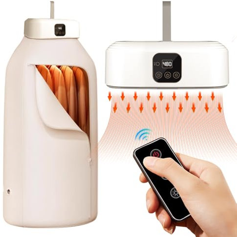 NAVESO Mini Secadora de Ropa Portatil Electrica, Mini Secadora Portatil, Secadora de Ropa Pequeña con Temporizador 1-8h, Esterilización UV, Mandos a Distancia, 600W