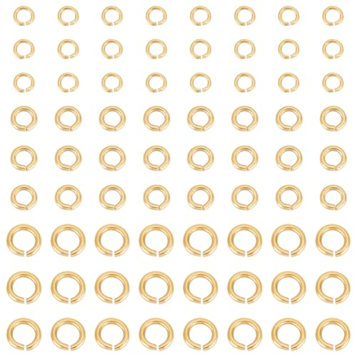UNICRAFTALE 120 Stück 3 Größen 18 Karat Vergoldet Offene Biegeringe Edelstahl Runde Ringe 3~5mm Biegeringe Metallverbindungsringe Für Ohrringe Armbänder Anhänger Und Schlüsselanhänger