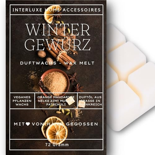 Interluxe Duftmelt Wachsmelt Duft Winter Gewürz Duft angenehm duftend Waxmelt 100% pflanzlich Duftwachswürfel Wachs mit Duftöl