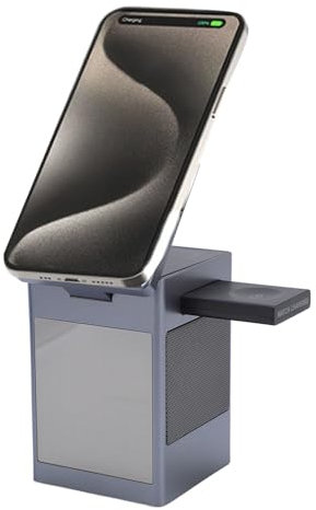 6 in 1 Magnetische Drahtlose Ladestation, Kabelloses Laden mit LED Wecker, Schnelles Magnetisches Ladegerät Stand Dock für Telefon Kopfhörer Uhr