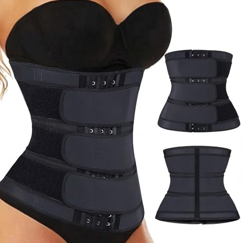 Cintura di sudorazione da donna sportiva regolabile addominale corsetto dimagrante guaina dimagrante pancia piatta vita trainer body shaper, Nero , S