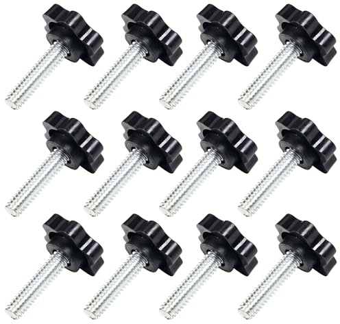 Heavy Duty 1/4-20 X 1 Thumb Screws Set 18 Pcs Threaded Knurled Thumb Screws Black Knurled Grip Knob Screws Durable Plastic Clamping Knobs Star Hand Knobs