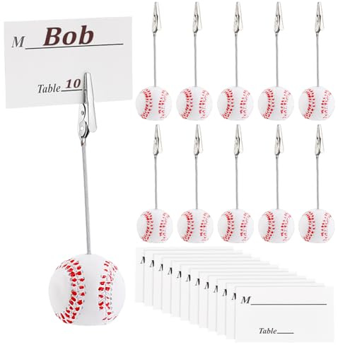 AHANDMAKER Lot de 12 clips mémo en résine avec base de ballon de sport et pinces crocodiles - Pour bureau, mariage, sport, fêtes à thème