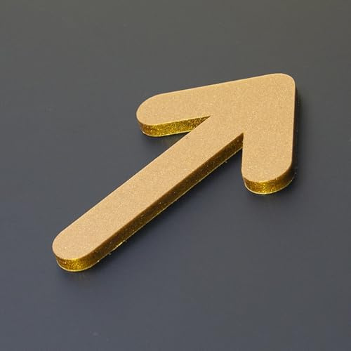 Self Adhesive House Numbers Stickers 2/3.2/4/5/6 Inch Modern Acrylic Door Number Golden Mailbox Address Sign, for Apartment Room Wall Decor Hotel Exterior Decorative Office Garden Cafe(Arrow,6In)