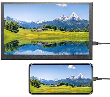 Lazmin112 Monitor Portátil con Pantalla Táctil, Pantalla Táctil Capacitiva 5 Puntos, 1024 x 600, Ángulo Visión 170°, 400Cd/m², Relación de Contraste 700:1, Velocidad Internet, Fecha