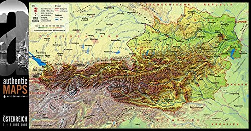 Vogt Foliendruck GmbH 3D - Landkarte Österreich 67,5 x 35 cm Karte Austria