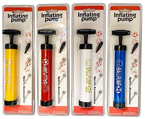 Coolbitz Inflator Ball Pump Pack of 2 Needles Valve Adapter Set for Basketball Football Balloons Volleyball & Rugby Handy Pump 10 Inch Portable Sports Pressure Air Ball Pump