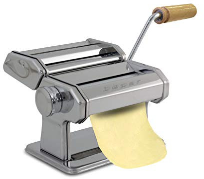 BEPER MD.500 Macchina per la pasta fresca fatta in casa, Acciaio inossidabile, Rullo tira sfoglia, Rullo Fettuccine, Rullo Taglioni, Rullo Lasagne, Gancio per fissare la macchina