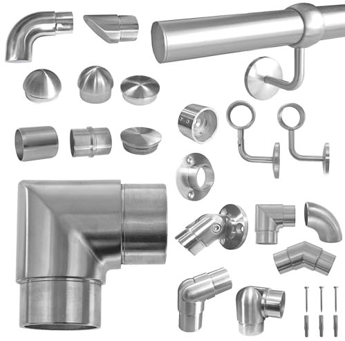 BASIT Rohrbogen 90° Edelstahl für Handlauf & Geländer I Edelstahl Rohrverbinder für Edelstahlrohr 42,4 x 2mm I Edelstahl Geländer Winkel Bogen WI90