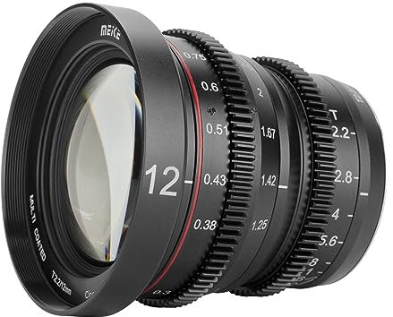 MEKE 12 mm T2.2 Gran Apertura Enfoque Manual Baja Distorsión 4K Mini Cine Lente para Micro Cuatro Tercios M43 MFT Compatible con Olympus Panasonic Lumix BMPCC 4K Zcam E2 GH5 GH6 GH7