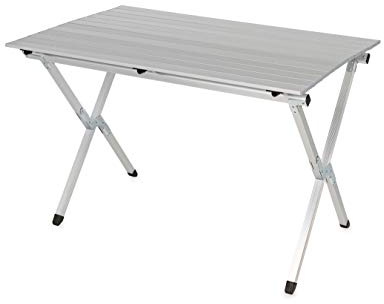 Camco Aluminum Roll-Up Campsite Table with Carrying Bag - Ideal for Tailgating, Camping, The Beach, Parties and More - Lightweight Design and Rust Resistant (51896)