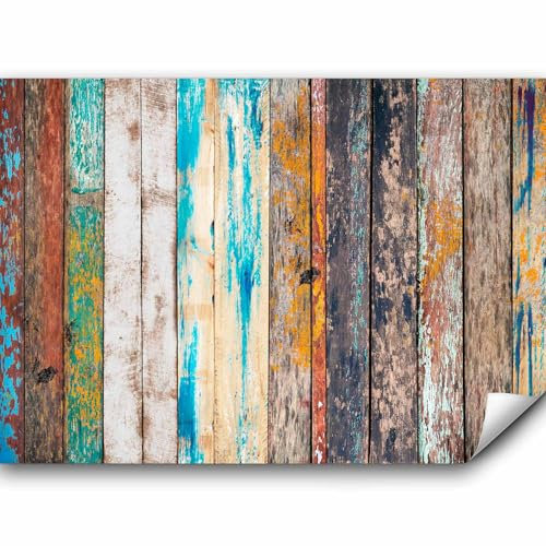 murando Fototapete selbstklebend Bretter Holz 343x256cm Foto Tapete Tapetenfolie Möbelfolie Wandverkleidung Wandtapete Motivtapeten Bildtapete Schlafzimmer 3d Effekt Optik 3d Optisch Braun Bunt