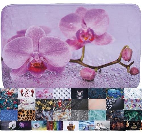 Sanilo Badteppich, viele schöne Badematten zur Auswahl, Badvorleger sehr weich und rutschfest, waschbar und schnelltrocknend (Blooming, 70 x 110 cm)