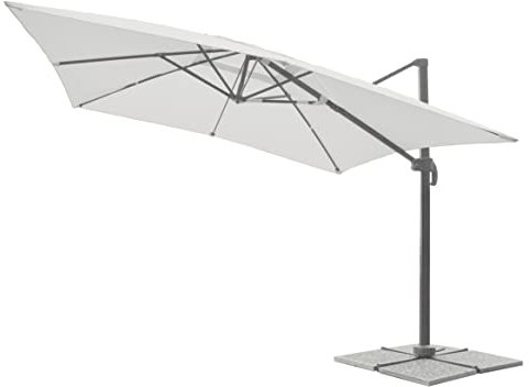 Danieli | Ombrellone da Giardino 3x3 | Palo Decentrato in Alluminio Antracite | Telo Anti UV Panna con Camino Antivento in Poliestere Water Resistent