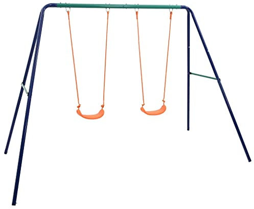 vidaXL Juego de Columpios con 2 Asientos de Individuales Infantiles de Jardín Patio al Aire Libre de Exterior Fácil Instalación para Niños