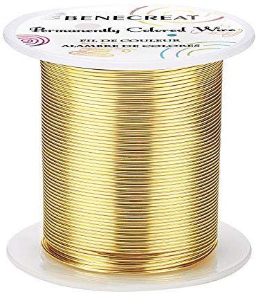 BENECREAT 20Gauge(0.8mm) Copper Wire Jewelry Wire 30m Light Gold Tarnish Resistant Copper Beading Wire for Crafts Beading Jewelry Making