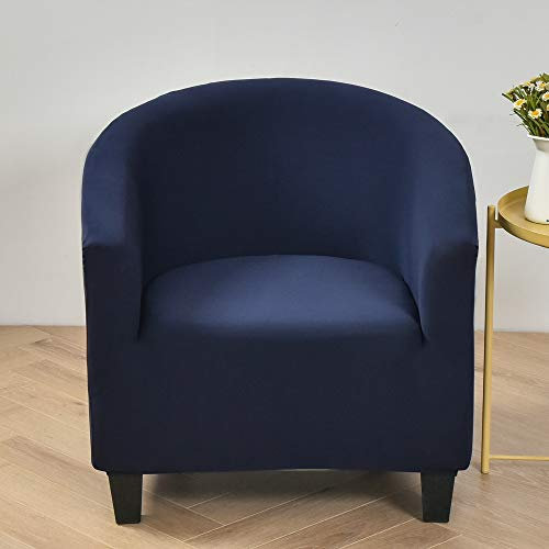 Highdi Sesselschoner Sesselüberwurf mit Elastisch Stretch Husse, Reine Farbserien Club Chair Schonbezug Sofabezug mit hoher Dehnung Sessel für Clubsessel Cocktailsessel (Navy blau)