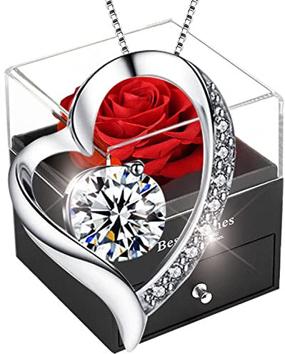 Rote Eternal Rose Damen,Infinity Rosen Echte,Haltbare Handgefertigte Rote Rose,Ewige Konservierte Blumen Frauen Geschenk Box Muttertag Valentinstag Hochzeitstag Weihnachten Großmutter Meiner Frau