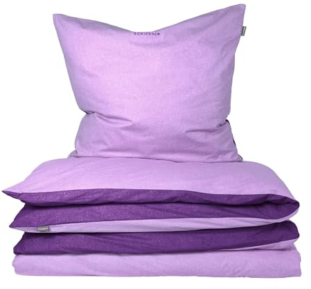 Schiesser Bettwäsche 155x220 cm | 100% Baumwolle | Lila | 2-teilig | Renforcé | 155x220 cm + 80x80 cm | angenehm weich & glatt | pflegeleicht & atmungsaktiv | OEKO-TEX® MADE IN GREEN