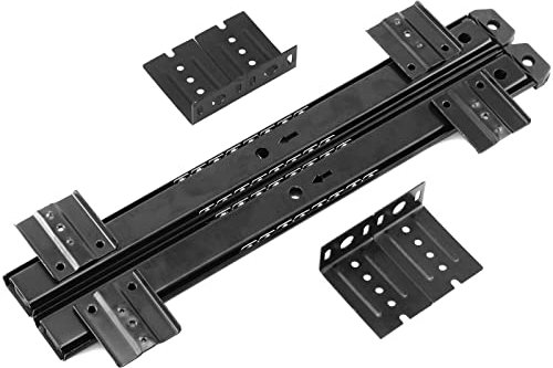 WAOUY Schubladenschienen Unterflur 350mm Rollenauszug Vollauszug Für Schublade Tastaturablage Underdesk Keyword Platform Regalschublade Mit Höhenverstellung 1Paar (Color : Black)