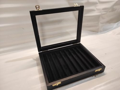 Coins&More Box Köcher, Im Feld IN Holz Und Samt Aussteller für Stifte Von Sammlung Füllfederhalter Vellut Schwarz