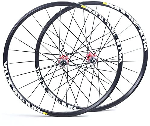 QHYRZE 26 27.5 29 Mountain Bike Wheelset MTB Bicycle Front Rear Wheels Set Double Layer Rim QR 6 Bolts Disc Brake Carbon Hub For 8/9/10/11 Speed Cassette 1895G (Color : Red, Size : 27.5'')